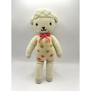 Cuddle + Kind Lucy the Lamb Plush Knit Doll with Polka Dot Pattern Cream Color